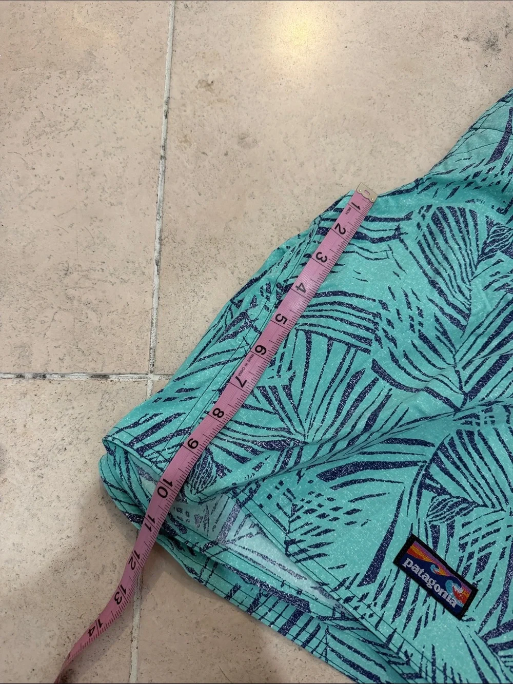Patagonia Teal and Navy Palm-Print Board Shorts